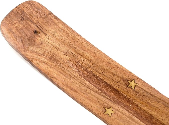 Incense Garden Wooden Incense Holder for Sticks with Inlays of Brass Sun 10 inches Long (Elephant)