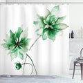 Ambesonne Watercolor Flower Shower Curtain, Flora Drawing Soft Spring Colors Retro Style Floral Artwork, Cloth Fabric Bathroom Decor Set with Hooks, 69" W x 84" L, Apple Green
