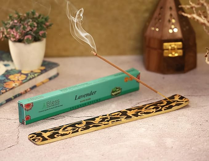 Bless-International Traditional-Handmade-Burner Wooden-Incense-Stick-Holder Ash-Catcher-Stand for-Aromatherapy-Meditation-Yoga (Beautiful Mind) 10 Inches, Pack of 1