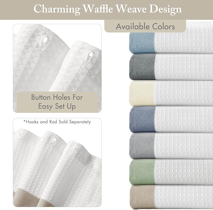 Madison Park Shower Curtain Spa Waffle Weave Stall Shower Curtain for Bathroom 3M Scotchgard Moisture Management, Spa Quality Modern Shower Curtains for Bathroom, Stall 36x72'' Taupe