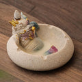 Pixiu Backflow Incense Burner with Ashtray, Mythical Beast Resin Incense Holder & Wealth Guardian Statue, Waterfall Smoke Effect Decor for Desk, Home Office Zen Gift
