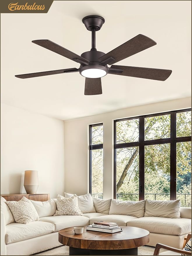 Fanbulous 42 Inch Ceiling Fans with Lights and Remote, Stepless Color Temperature Change & Dimmable 20W LED Ceiling Fan, 6 Speeds Reversible Quiet DC Motor for Bedroom, Living Room, Oil Bronze