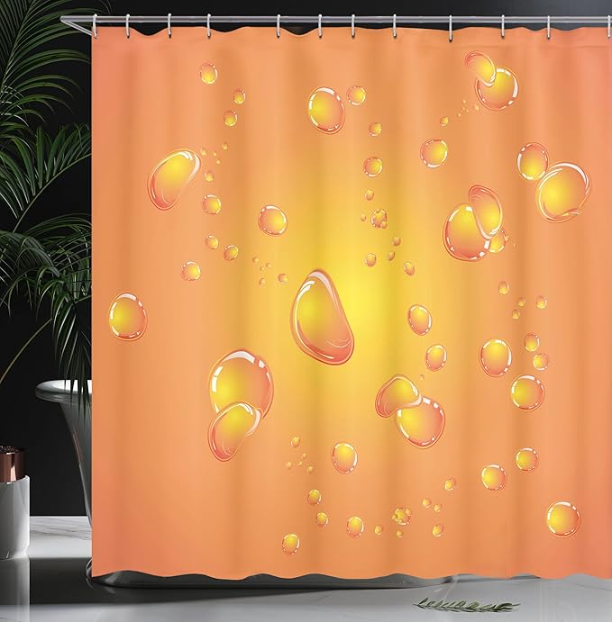 Ambesonne Orange Shower Curtain, Abstract Tangerine Colored Bubbles on Closeup Background Fresh Summer Design Graphic Pattern, Cloth Fabric Bathroom Decor Set with Hooks, 69" W x 75" L, Burnt Orange