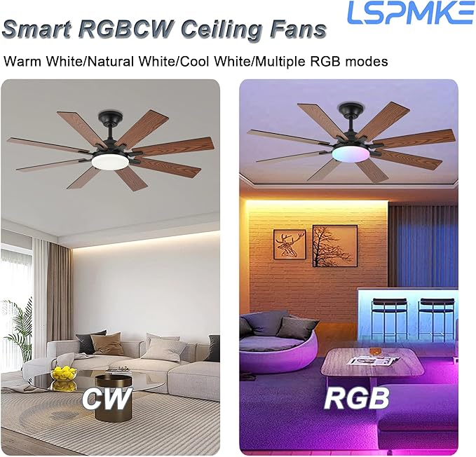 Ceiling Fan With Light & Remote Indoor/Outdoor Use 52 Inch Brown | Reversible DC Motor,3CCT, Dimmable, Timer, Noiseless,Ceiling Fan for Bedroom Living Room