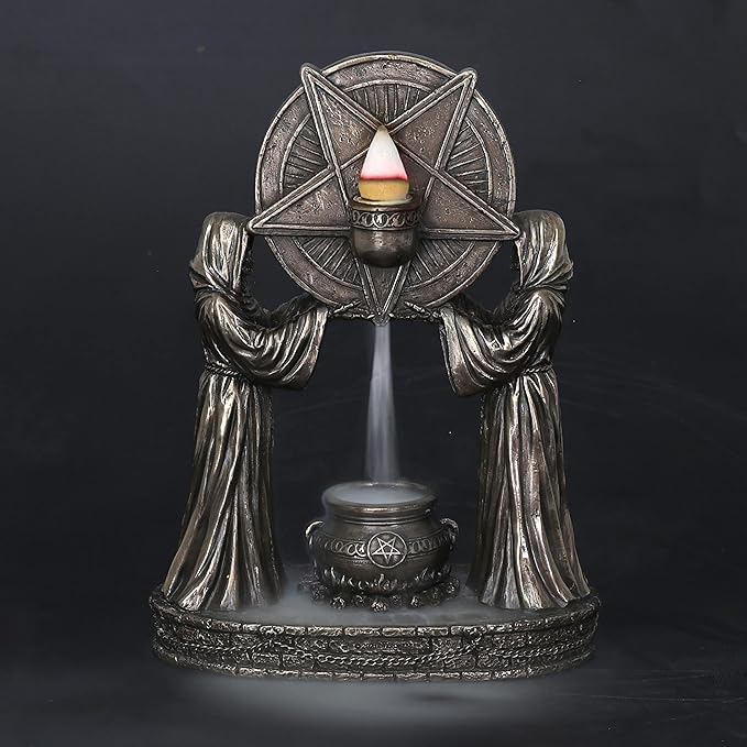 Veronese Design 7 1/4" Sigil of Baphomet Occult Altar Backflow Incense Burner Resin Sculpture Bronze Finish