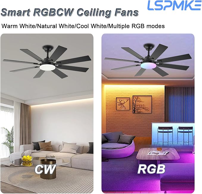 Ceiling Fan With Light & Remote Indoor/Outdoor Use 52 Inch Black | Reversible DC Motor,3CCT, Dimmable, Timer, Noiseless,Ceiling Fan for Bedroom Living Room
