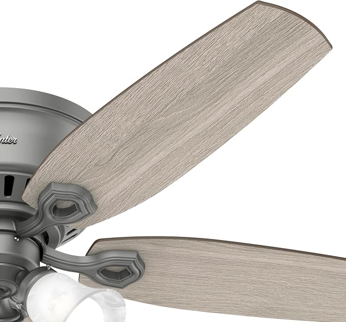 Hunter Builder, Indoor, Ceiling Fan, with LED Lights, 52 inch, Matte Silver