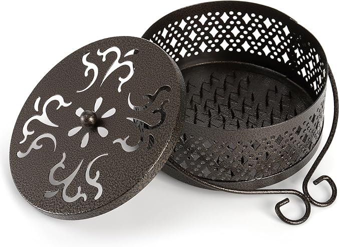Kingrol 2 Pack Mosquito Coil Holders with Handles, Retro Portable Mosquito Incense Burners for Indoor Outdoor