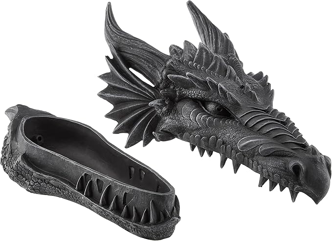 Design Toscano Stryker the Smoking Dragon Sculptural Incense Box