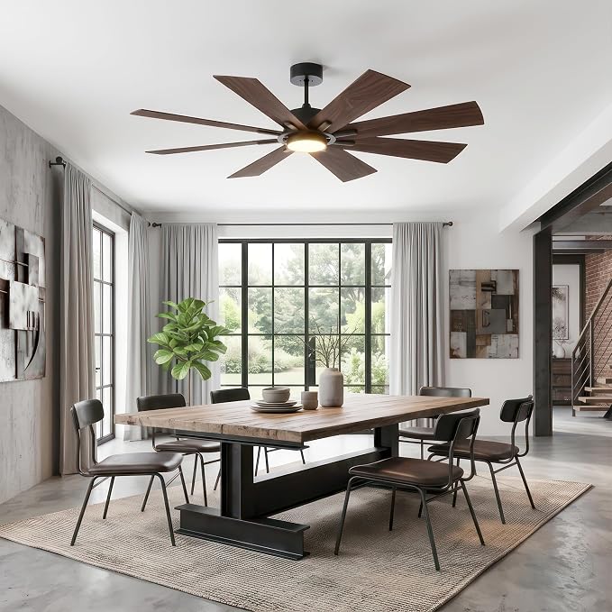 GREENEVER 72 Inch Large Ceiling Fan with Lights, Remote, DC & High CFM | 6 Speed 9371CFM High-Airflow, Quiet DC Motor, Dual-Sided Blades, 3CCT Dimmable Light for Living Room & Commercial Areas