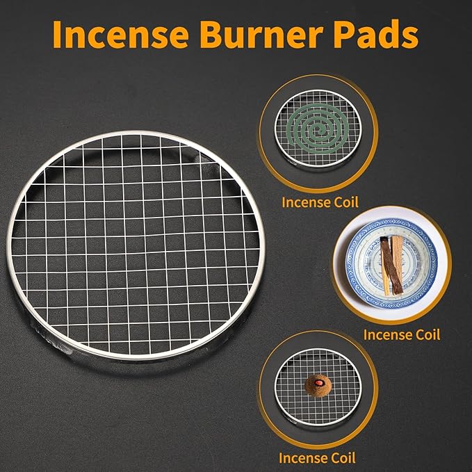 PATIKIL 6Pcs Incense Burner Pads, 7.5cm Stainless Steel Web Shape Burner Mesh Screen Use for Yoga Spa Room Home Office