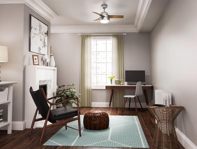 Hunter Aker, Indoor, Ceiling Fan, Modern, Small, 36 inch, Brushed Nickel
