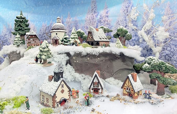 Ceramic Houses and Villages Collection - Handmade Miniature of The Original Chapel in Tyrol, Winter Edition - Candle, Cone Incense Holder R290SN