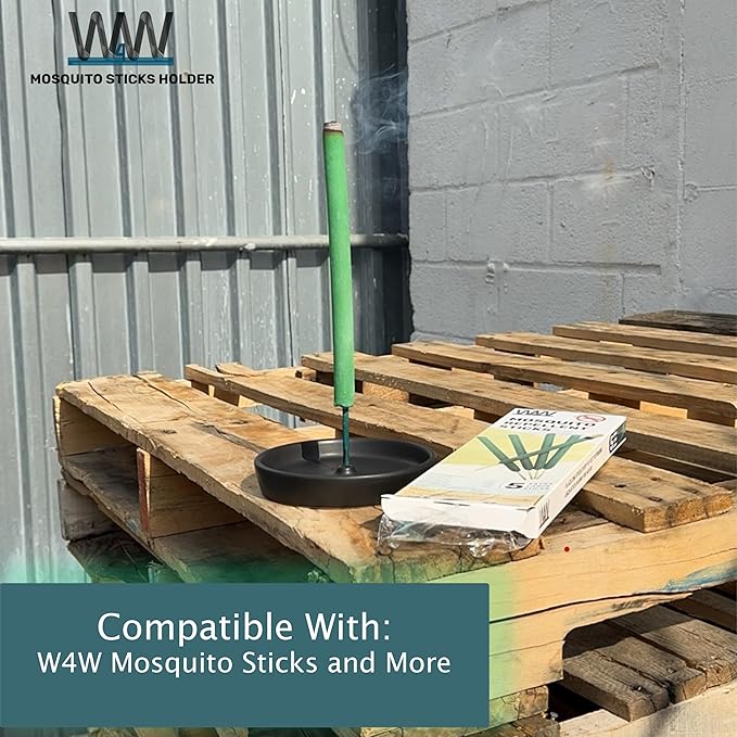 W4W Mosquito Stick Holder – Ceramic Holder for Incense & Mosquito Sticks – for Outdoor & Indoor use, Pool Side, Patio, Deck, Camping, Hiking, etc...
