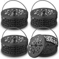 Lallisa 4 Pieces Mosquito Coil Holder Incense Coil Holder Round Retro Portable Metal Hanging Incense Burner with Handle for Home Camping Indoor Outdoor Patio(Black,Metal Sheet Included)