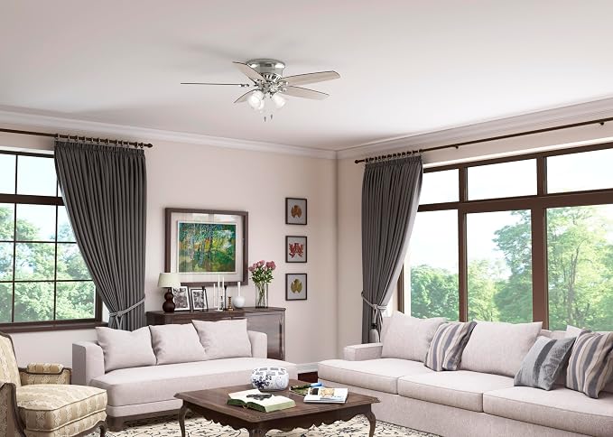 Hunter Builder, Indoor, Ceiling Fan, Pull Chain, 52 inch, Brushed Nickel