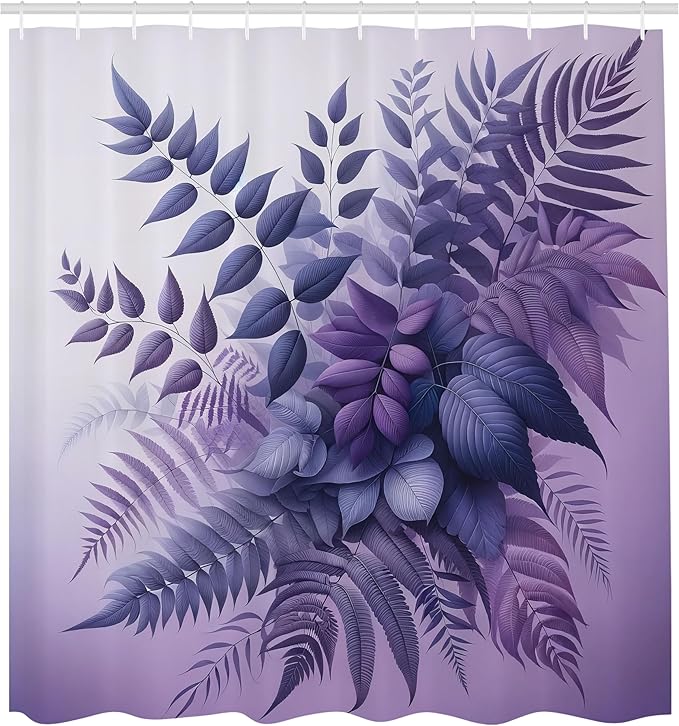 Ambesonne Purple Shower Curtain, Romantic Tones Leafy Bouquet Fantasy Woodland Dreamy Atmosphere Leaves, Cloth Fabric Bathroom Decor Set with Hooks, 69" W x 84" L, Dark Lavender and Mauve