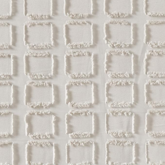 Madison Park Metro Bathroom Shower, Textured Woven Clipped Design Modern Mid-Century Privacy Bath Fabric Curtains, 72"x72", Sand