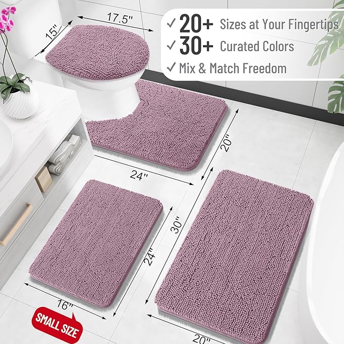 OLANLY Large Bathroom Rugs 44x32, Extra Soft Absorbent Chenille Bath Rugs, Rubber Backing Quick Dry, Machine Washable Bath Mats for Bathroom Floor, Tub and Shower, Home Decor Accessories, Deep Plum