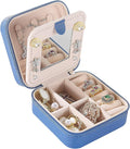 KElofoN Travel jewelry case Travel jewelry box Travel Jewelry Organizer Small Jewelry Organizer Box Gift for Girls Women with Mirror(Deep blue)