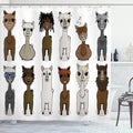Ambesonne Cartoon Shower Curtain, Charismatic Alpacas with Different Hairs Animal Fiction Comic Artwork, Cloth Fabric Bathroom Decor Set with Hooks, 69" W x 70" L, Brown Grey