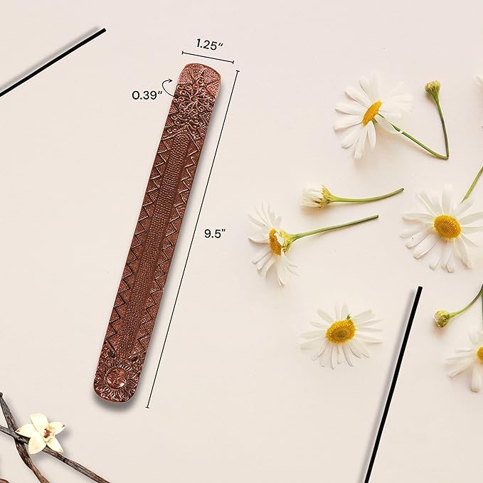 Hosley Antique Copper Aluminium Incense Holders. 9.5-Inch-Long Holder, Rich Antique Copper Finish Adding Rustic Charm to Any Room, Perfect for Home Ambiance and Décor