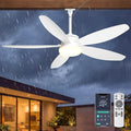 Outdoor Ceiling Fan with Lights, 48 Inch Plug in Gazebo Fans with Remote APP Control, Quiet DC Motor, Dimmable 3CCT, Waterproof Hanging Fans for Covered Patios, Porch, White