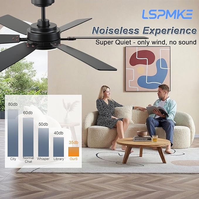 Ceiling Fans with Lights, 52" Ceiling Fan with Light and Remote Control, Reversible DC Motor, 3CCT, Dimmable, Timer, Noiseless, Brown Ceiling Fan for Bedroom Living Room, Indoor/Outdoor Use
