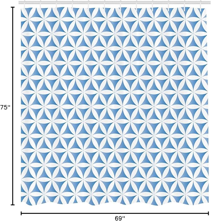 Ambesonne Abstract Shower Curtain, Flower of Life Traditional Alchemy Disc Cosmos Pattern, Cloth Fabric Bathroom Decor Set with Hooks, 69" W x 75" L, Pale White