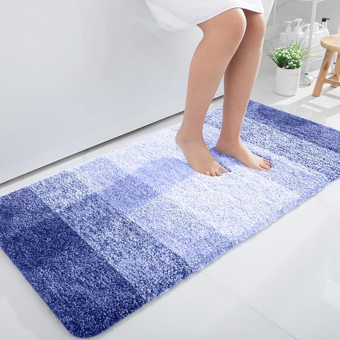 OLANLY Large Bathroom Rugs Mat 40x24, Extra Soft Absorbent Microfiber Bath Rugs, Rubber Backing, Quick Dry, Machine Washable Bath Mats for Bathroom, Tub and Shower, Home Decor Accessories, Blue-Violet