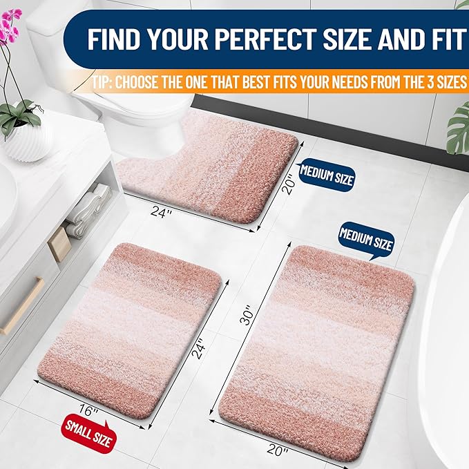 OLANLY Bathroom Runner Rugs Mat 47x24, Extra Soft Absorbent Microfiber Bath Rugs, Rubber Backing, Quick Dry, Washable Long Bath Mats for Bathroom Floor, Tub and Shower, Home Decor Accessories, Peach