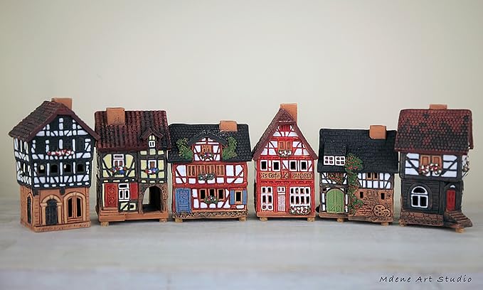 Ceramic Houses and Villages Collection - Handmade House Collectible Miniature of Historic House in Lauterbach Germany - Cone Incense Holder Room Decor Incense Burner S19-6