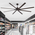 ZMISHIBO 96 Inch Industrial DC Motor Ceiling Fan, Large Ceiling Fan with 8 Reversible Blades, 3 Downrods, 6-Speed Remote Control, Home or Commercial Ceiling Fans for Porch/Garage/Shop, Oil-bronze