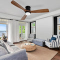 52 Inch Ceiling Fan with Lights Remote, Amber Solid Wood Ceiling Fan