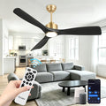 Ovlaim 52 Inch Modern Smart Ceiling Fan with Lights and Remote High CFM | 3 Blade Black Gold Ceiling Fan,ETL Listed Quiet Reversible DC Motor,Dimmable Light & Memory Function,For Bedroom Living Room
