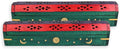 Incense Garden Pack of 2 Incense Stick Holder - Coffin Style - Wood Incense Stick Burner with Sun Moon Star Inlays Handmade with Brass Inlays (Multicolor)