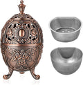 JUXYES Vintage Incense Burner Holder with Removable Ash Catchers, Metal Censer Antique Cone Coil Incense Burner Holder Zinc Alloy Spiritual Aromatherapy Yoga Meditation Gifts Retro Home Decoration