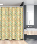 Ambesonne Vintage Stall Shower Curtain, Italian Style Checkered Pattern with Floral Motifs Traditional Antique Art Design, Fabric Bathroom Decor Set with Hooks, 54" W x 78" L, Seafoam Dark Peach