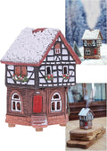 Ceramic Houses and Villages Collection - Handmade Collectible Miniature of Historic House in Lauterbach Germany - Cone Incense Holder, Winter Edition Incense Burner S19-6