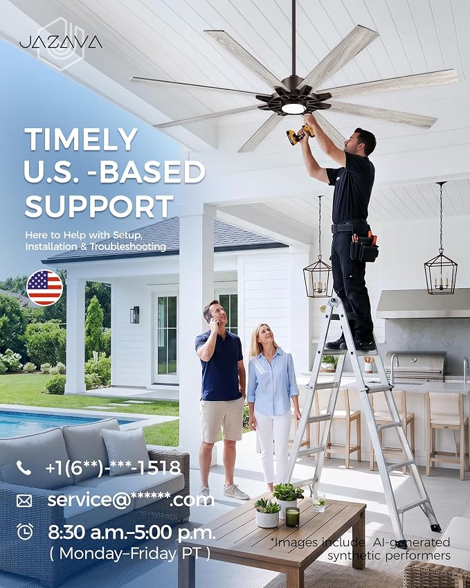 84 Inch Ceiling Fan with Light,Large Outdoor Ceiling Fan for High Ceilings,Smart Ceiling Fan Compatible with Alexa,Modern Oil Rubbed Bronze Ceiling Fan with Dual Finish 8 Blades, ZCCF05ORB-84