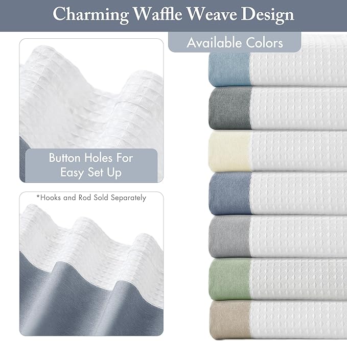 Madison Park Spa Waffle Shower Curtain Pieced Fabric Extra Long Premium Spa Quality Modern Shower Curtains for Bathroom, Tall 72x84, Indigo Blue