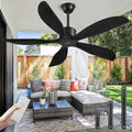 52" Ceiling Fan Without Lights 5 Blades Ceiling Fans with Remote Black | Ceiling Fan Without Lights for Patios Indoor, ETL Listed, Timer, 6 Speeds, 3 Color, Reversible Quiet DC Motor, Under 25dB