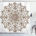 Ambesonne Mandala Shower Curtain, Abstract Art Style Vector Illustration of Mandala Flower on White Background, Cloth Fabric Bathroom Decor Set with Hooks, 69" W x 75" L, Brown and White