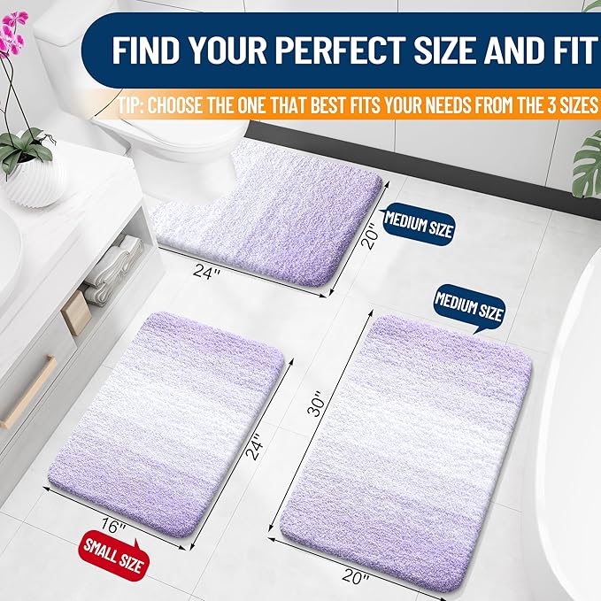 OLANLY Large Bathroom Rugs Mat 54x24, Extra Soft Absorbent Microfiber Bath Rug, Rubber Backing, Quick Dry, Washable Bath Mats for Bathroom Floor, Tub and Shower, Home Decor Accessories, Light Purple