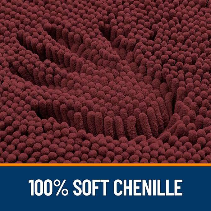 OLANLY Bathroom Rugs 32x20, Extra Soft Absorbent Chenille Bath Rugs, Rubber Backing Quick Dry, Machine Washable Bath Mats for Bathroom Floor, Tub and Shower, Home Decor Accessories, Andorra Red-Brown