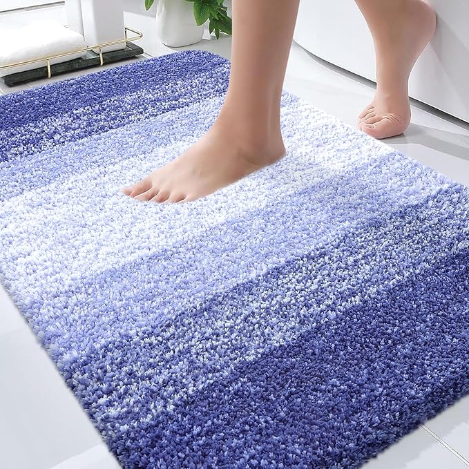 OLANLY Bathroom Rugs Mat 30x20, Extra Soft Absorbent Microfiber Bath Rugs, Rubber Backing, Quick Dry, Machine Washable Bath Mats for Bathroom Floor, Tub and Shower, Home Decor Accessories, Blue-Violet