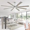 ZMISHIBO 80 Inch Ceiling Fan No Light with Remote Control, 8 Blades Quiet DC Reversible Motor, 6-Speed, Timer, Brushed Nickel Finish, Indoor Outdoor Ceiling Fans for Patios, Living Room, Garage