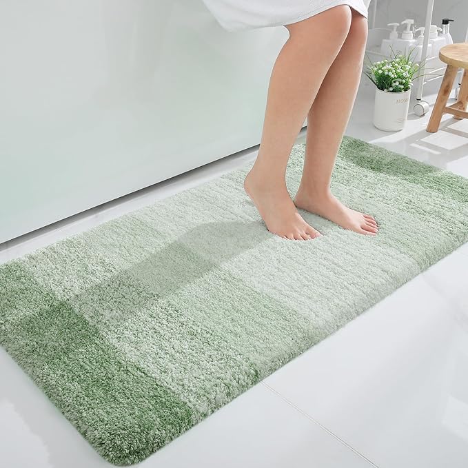 OLANLY Bathroom Runner Rugs Mat 44x24, Extra Soft Absorbent Microfiber Bath Rugs, Rubber Backing, Quick Dry, Washable Long Bath Mats for Bathroom, Tub and Shower, Home Decor Accessories, Sage Green