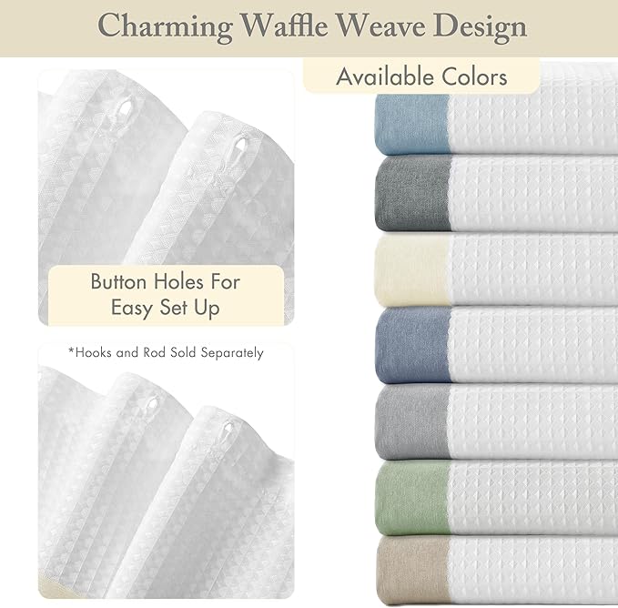 Madison Park Shower Curtain Spa Waffle Weave Shower Curtain for Bathroom 3M Scotchgard Moisture Management, Spa Quality Modern Shower Curtains for Bathroom, Standard: 72x72 Cream