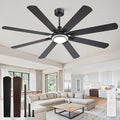 Fanbulous 72 Inch Ceiling Fans with Lights and Remote, Black Ceiling Fan with 8 Dual-Color Blades, Indoor/Outdoor Large Ceiling Fans, Reversible DC Motor, 6-Speed, 3CCT for Living Room Kitchen Patio